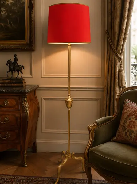 Soie rouge — Grand pied laiton chiné